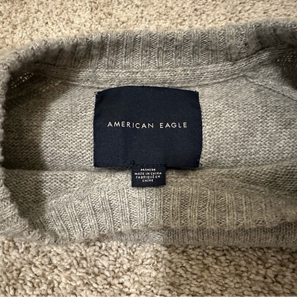 Men’s American Eagle Gray Knit Sweater Size M Crewneck Lightweight - Picture 5 of 5